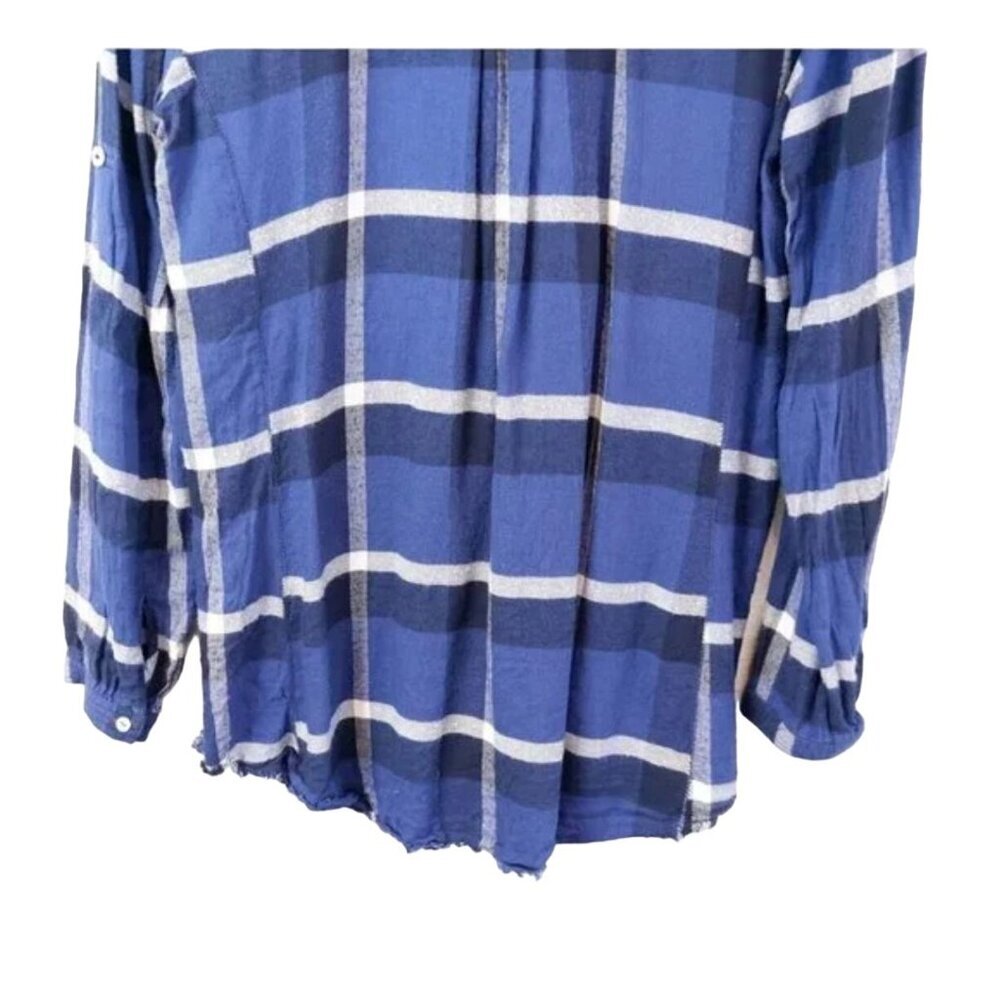 Anthropologie Holding Horses Blue Plaid Flannel Womens Shacket Top Women's Size - Picture 5 of 11